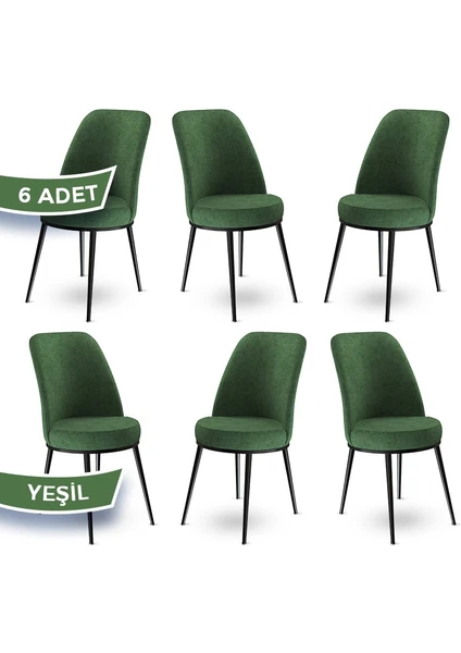 Concept Dexa Serisi Üst Kalite Mutfak Sandalyesi Metal Siyah Iskeletli 6 Adet Sandalye